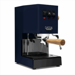 Gaggia Classic Evo Pro Espresso Machine In Classic Blue With Olive Wood -Brewroast Deals Store GACLASSICEVOPROBLUOW Blue Olive Single EVO 1153