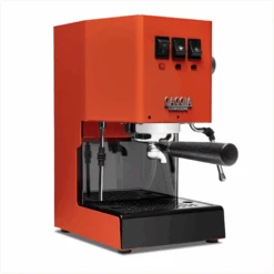 Gaggia Classic Evo Pro Espresso Machine In Lobster Red With Blackened Oak -Brewroast Deals Store GACLASSICEVOPROORGBO Lobster Oak Single EVO 1153
