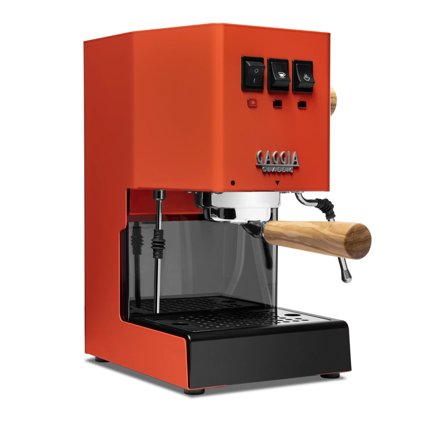 Gaggia Classic Evo Pro Espresso Machine In Lobster Red With Olive Wood 1 Gaggia Classic Evo Pro Espresso Machine In Lobster Red With Olive Wood