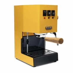 Gaggia Classic Evo Pro Espresso Machine In Sunshine Yellow With Olive Wood