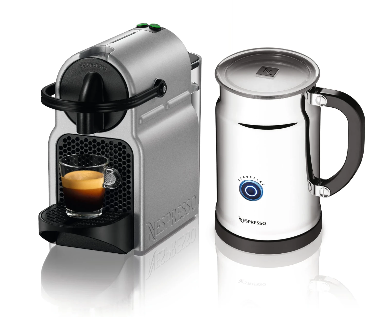Nespresso Inissia D40 In Silver And Aeroccino Plus 1 Nespresso Inissia D40 In Silver And Aeroccino Plus